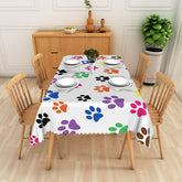 Aperturee Colorful Dog Paw Print Tablecloth for Kids Birthday, Fun Pet Themed Party Supplies and Decorations
